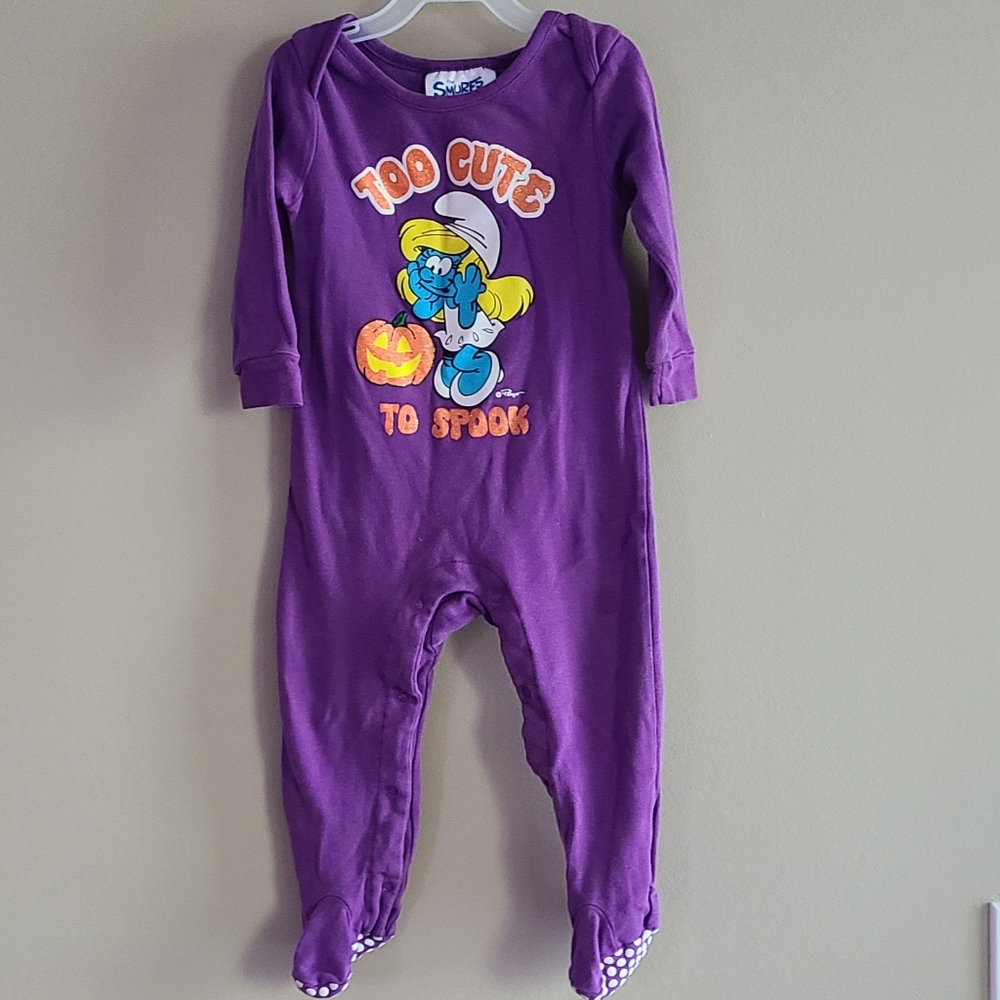 Smurfs "Too Cute to Spook" one piece footed sleeper/footie